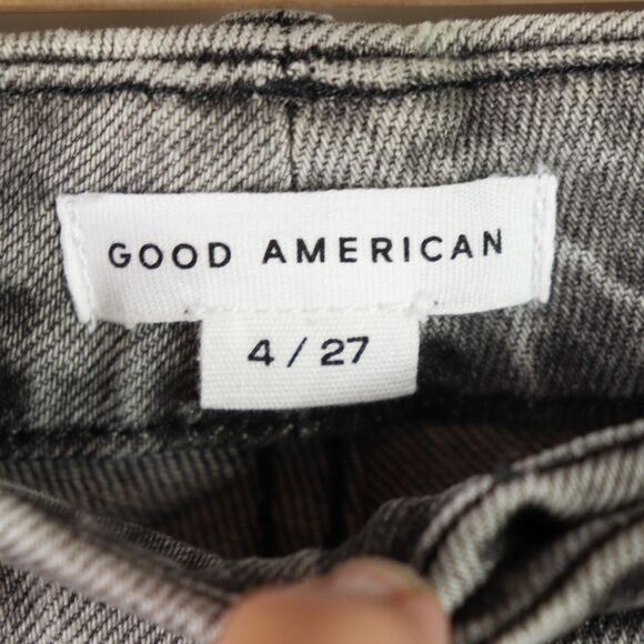 Good American Women High Rise Split Hem Grey Black Wash Jeans 4 / 27 - Picture 4 of 5